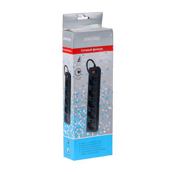 Сетевой фильтр 5 розеток 5м 10А ПВС 3x0,75 2200Вт черный Smartbuy SBSP-50-K *1/35