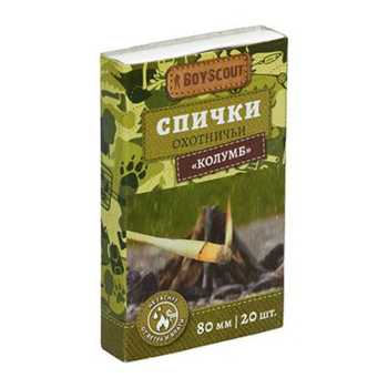 Спички «Колумб» BOYSCOUT, 80 мм, 20 шт., охотничьи