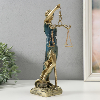 Сувенир полистоун "Богиня Фемида" золотистый с синим 28х7х8 см   5054304