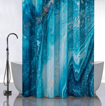 Штора для ванной "Санакс" п/эстер 180*180см "Бирюзовый мрамор" без колец 01-79 *1/24