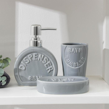 Набор для ванной "Легенда" 3 предмета (мыльница. дозатор для мыла, стакан), цвет голубой   5459654