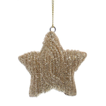 Украшение новогоднее подвесное "Вязаная звёздочка" 5,5 см, шампань