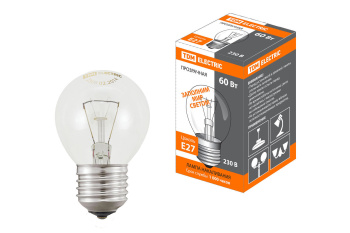 Лампа накаливания 60W Е27 шар прозрачная TDM SQ0332-0004 *10/100