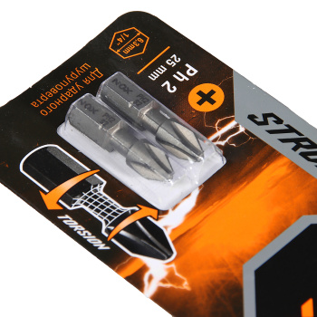 Бита крестовая PH2х 25мм (2шт) торсионная S2 хвостовик1/4"С STRONG арт.336225-2 NOX *10/50/100