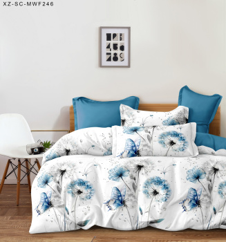 Постельное белье 1,5сп поплин на резинке Орхидея 8008, наволочки 70*70 - 2шт *1/4