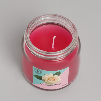 Свеча ароматическая в стекле 6,3см, 100мл, нежная роза  9338119