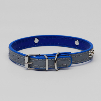 Ошейник со светоотражающий полоскрй и косточками 37х1,3 см синий 1041440