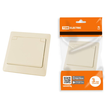 Розетка "Ильмень" СП 1-мест. слоновая кость з/к з/ш и крышк. 16А 250В IP44 TDM SQ1823-0117 *10/100