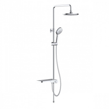 Стойка для душа IDDIS Ray RAYSB3Fi76, 2 лейки, шланг, полка-мыльница