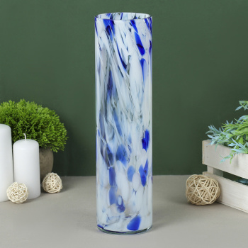 Ваза "Цилиндр" 8х30 см, бело-синяя  2176645