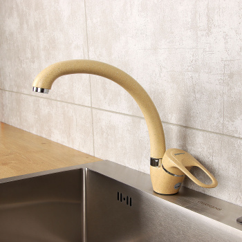 Смеситель для кухни Эверест В59-0259 высокий излив (бежевый) *1/10