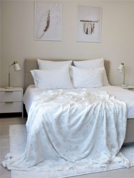 Плед 180*200см микрофибра Снежинки серебро Belezza *1