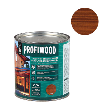 Защитно-декоративное покрытие 2.3 кг для древесины PROFIWOOD, алкидное, орех