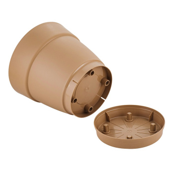 Кашпо пластм. "Villa de Fiori"  1,1л d верха 130мм h155мм с поддоном Молоч. шоколад IG660010047*1/10