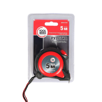 Рулетка 5м х19мм резино-пластик.корп. стальная лента автостоп магнит арт.2501516 Toolberg *1/12/120