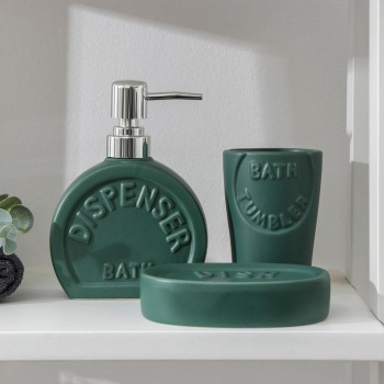 Набор для ванной "Легенда" 3 предмета (мыльница. дозатор для мыла, стакан), цвет зеленый   5459653