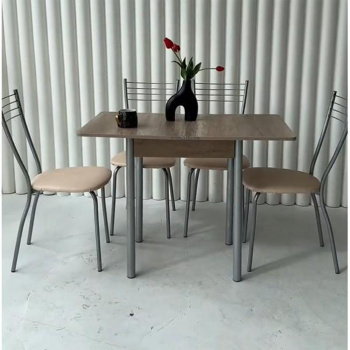 Стол обеденный раскладной МИНИ 580(+580)мм*580мм ДУБ КАНЬОН+опора металлик*1