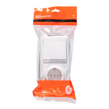 Блок комбинир. БКВР 1кл (выкл. + роз с з/ш, СП) TDM SQ1813-0001 *1/10/120