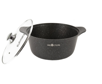 Кастрюля алюмин. антипригарная "Kukmara" "Marble INDUCTION" Мрам.темн. 2,0л Ст.кр. кмти23а *1/3