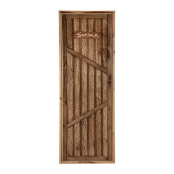 Дверь глухая "Банька", искусственно состарена, 1,9х0,7 м.,липа Класс А, коробка из сосны,с ручками и