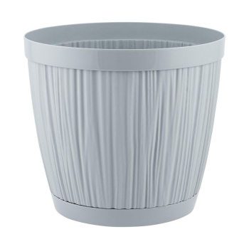 Кашпо пластм. "Barcelona"  1,8л d верха 155мм h140мм с поддоном Утренний туман IG623010025 *1/16