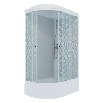 Кабина душевая 120*80*232 Коралл правая ДН4 1/4 круга, поддон средний белый, стекло Мозаика (6уп)