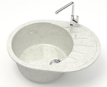 Мойка из искусственного камня овальная белый гранит глянцевая Тейлор Z10Q15 (575*440*215) *1