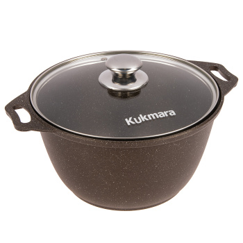 Кастрюля алюм. литая а/приг. Kukmara "Мраморная" кофейный 4,0л Стекл.кр. кмк42а (Кукмор) *1/3 Кастрюля алюм. литая а/приг. Kukmara "Мраморная" кофейный 4,0л Стекл.кр. кмк42а (Кукмор) *1/3