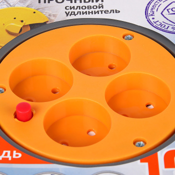 Удлинитель 4 розетки 30м б/з КАТУШКА ПВС 2*0,75 6А мощ.нагр 1300Вт Универсал ВЕМ-250 термо *1