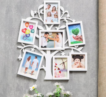 Фоторамка на 7 фото 7х7 см, 7х10 см, 13х9 см "Дерево желаний" белая 36х31 см 1146189