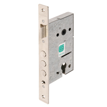 Замок врезной КОРПУС 85мм цил.механизм, хром 1211 Гардиан *1/15