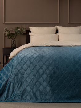 Плед 200*220см фланель клетка синий TF FNE BL 034/2022 Absolute *1