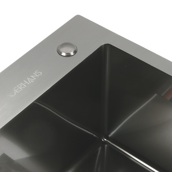 Мойка нерж. врезная 500х440х220мм графит, толщ.1мм, с сифоном, отв. под смеситель, GERHANS *1/5 Мойка нерж. врезная 500х440х220мм графит, толщ.1мм, с сифоном, отв. под смеситель, GERHANS *1/5