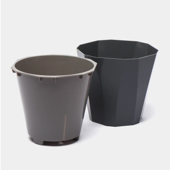 Кашпо пластм. "Палермо" 3,6л d верха 202мм h193мм со вставкой Темно-серое С317ТСЕР ("Мартика") *1/16