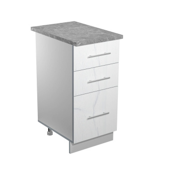 Шкаф напольный 400х850х600 мм BROZEX-WOOD Camellia, с тремя ящиками, серый / юта