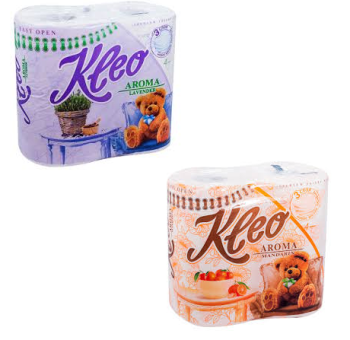 Бумага туалетная KLEO в асс-те 3сл 4шт (С98, С-93, С-6, С-86) *18